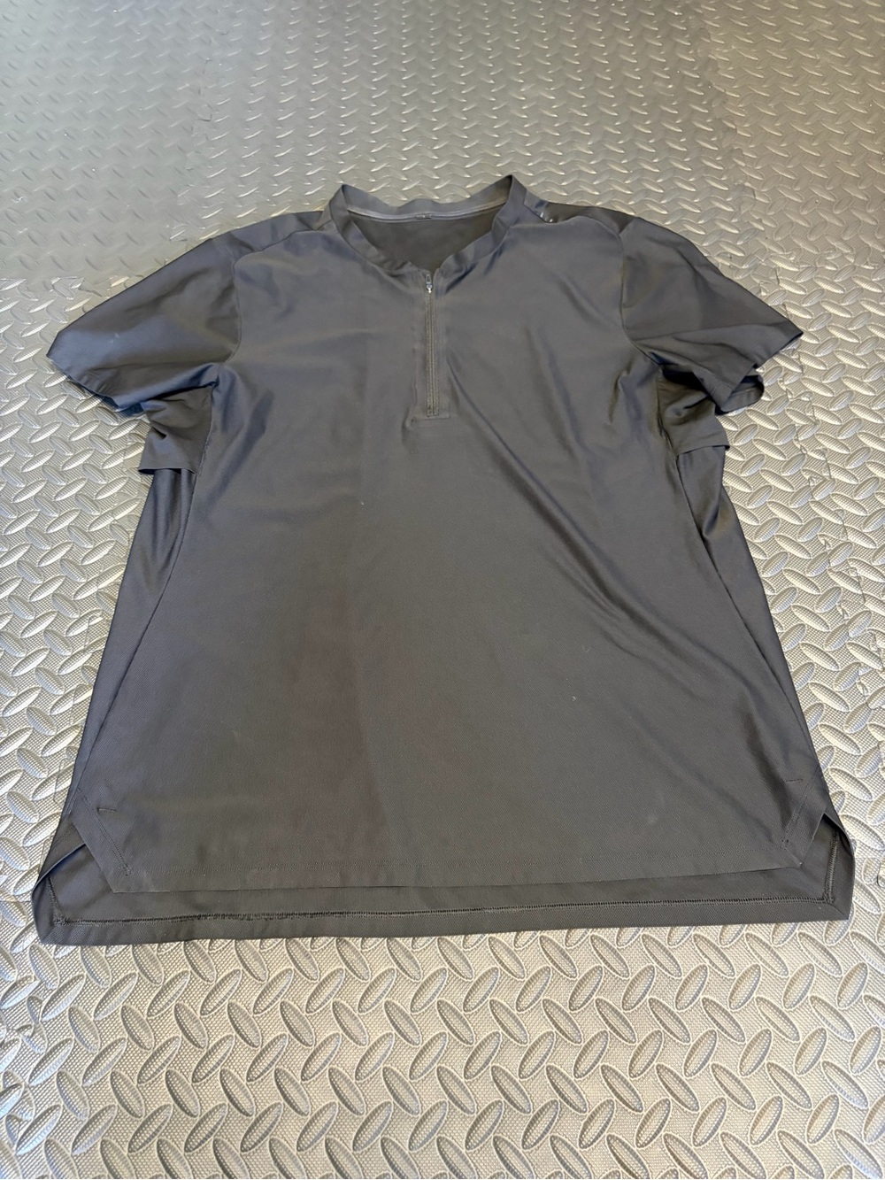 lululemon athletica Black Short-Sleeve Zip tennis shirt.